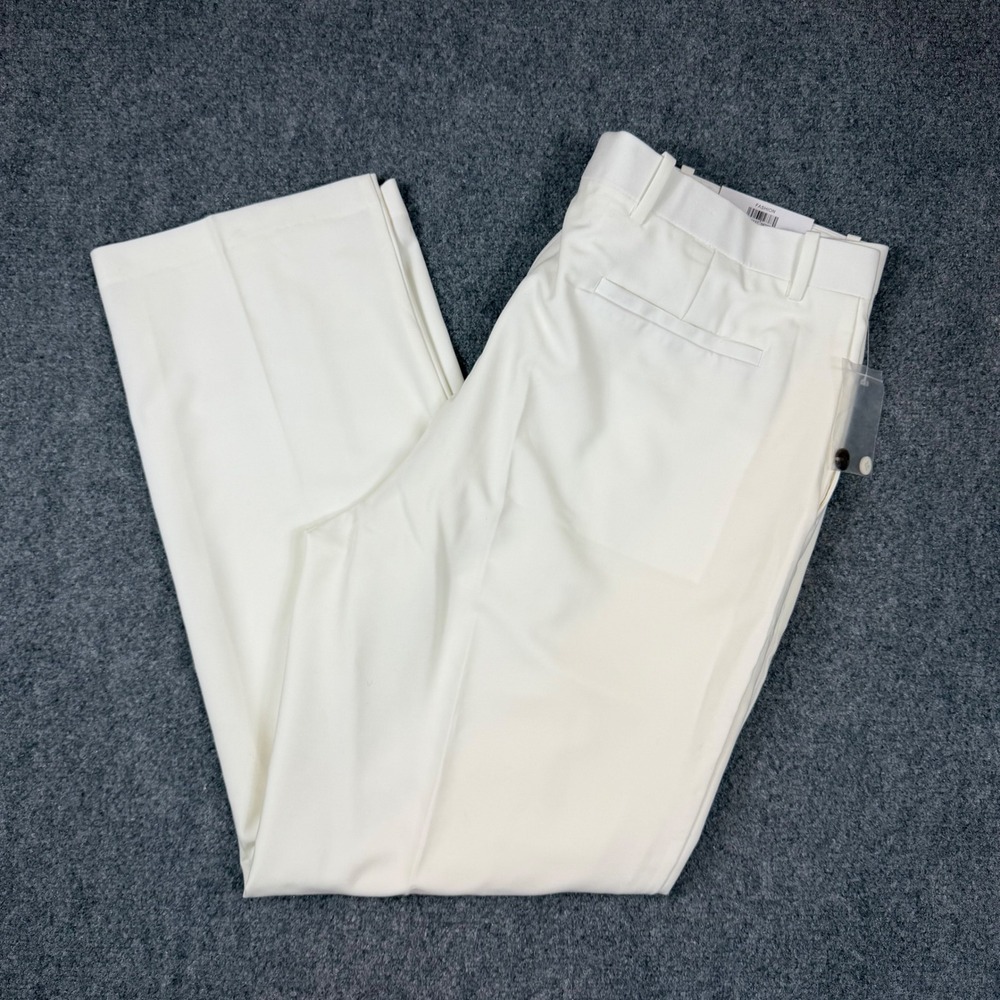 Mode of One Mens Relaxed Fit Tapered Leg Stretch Dress Pants Cream Off White 38